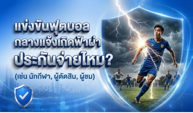 แข่งขันฟุตบอลกลางแจ้งขณะฝนตก เกิดฟ้าผ่า ลงมาที่ตัวผู้แข่งกีฬา ประกันจ่ายไหม?